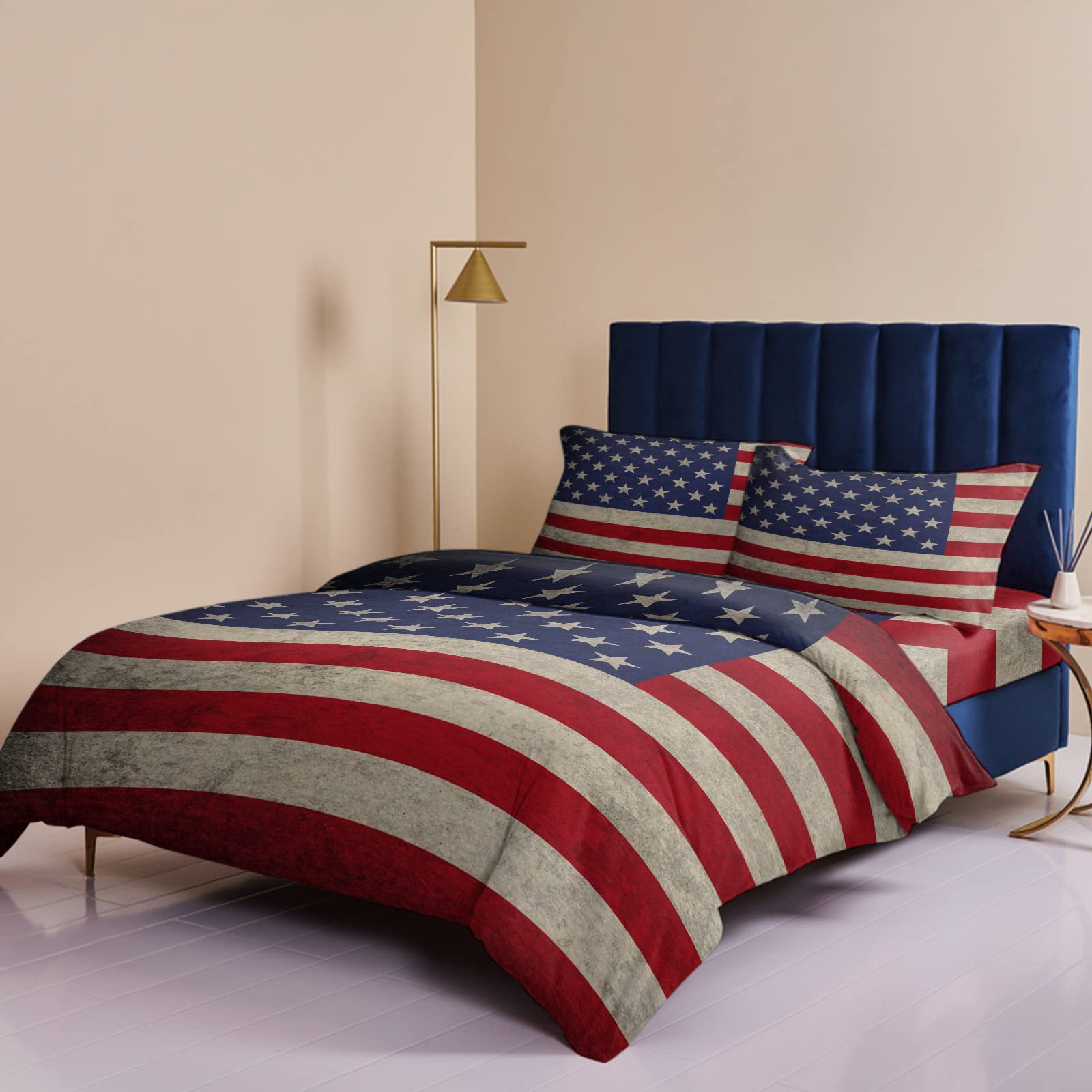 Amazon｜ヴィンテージアメリカ国旗寝具セット フルウルトラソフト 4